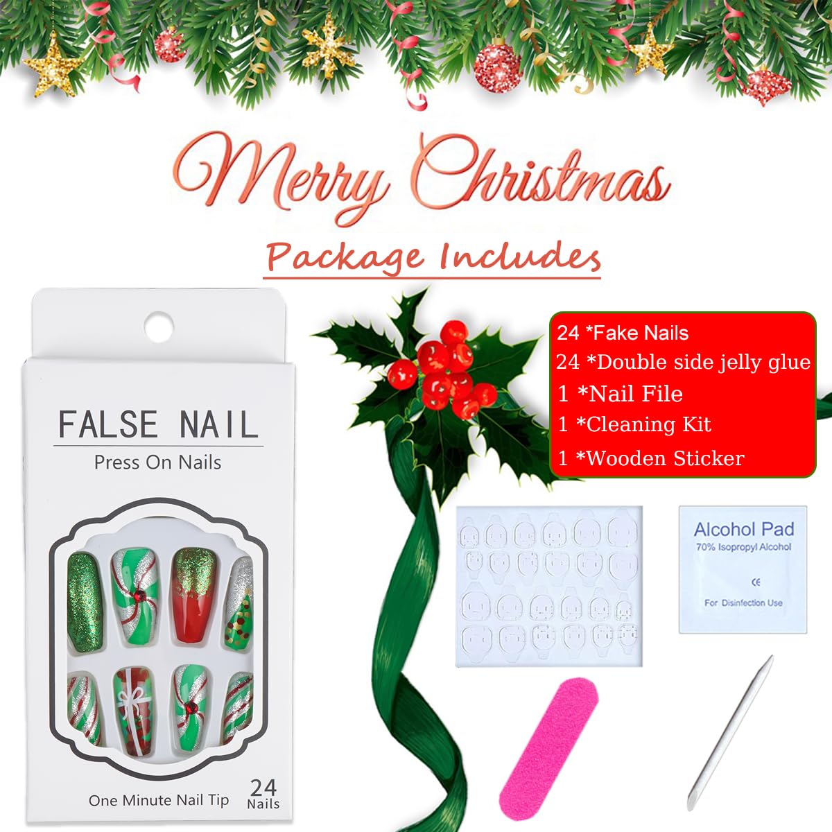 TULOBI glitter accents add holiday sparkle to your manicure.