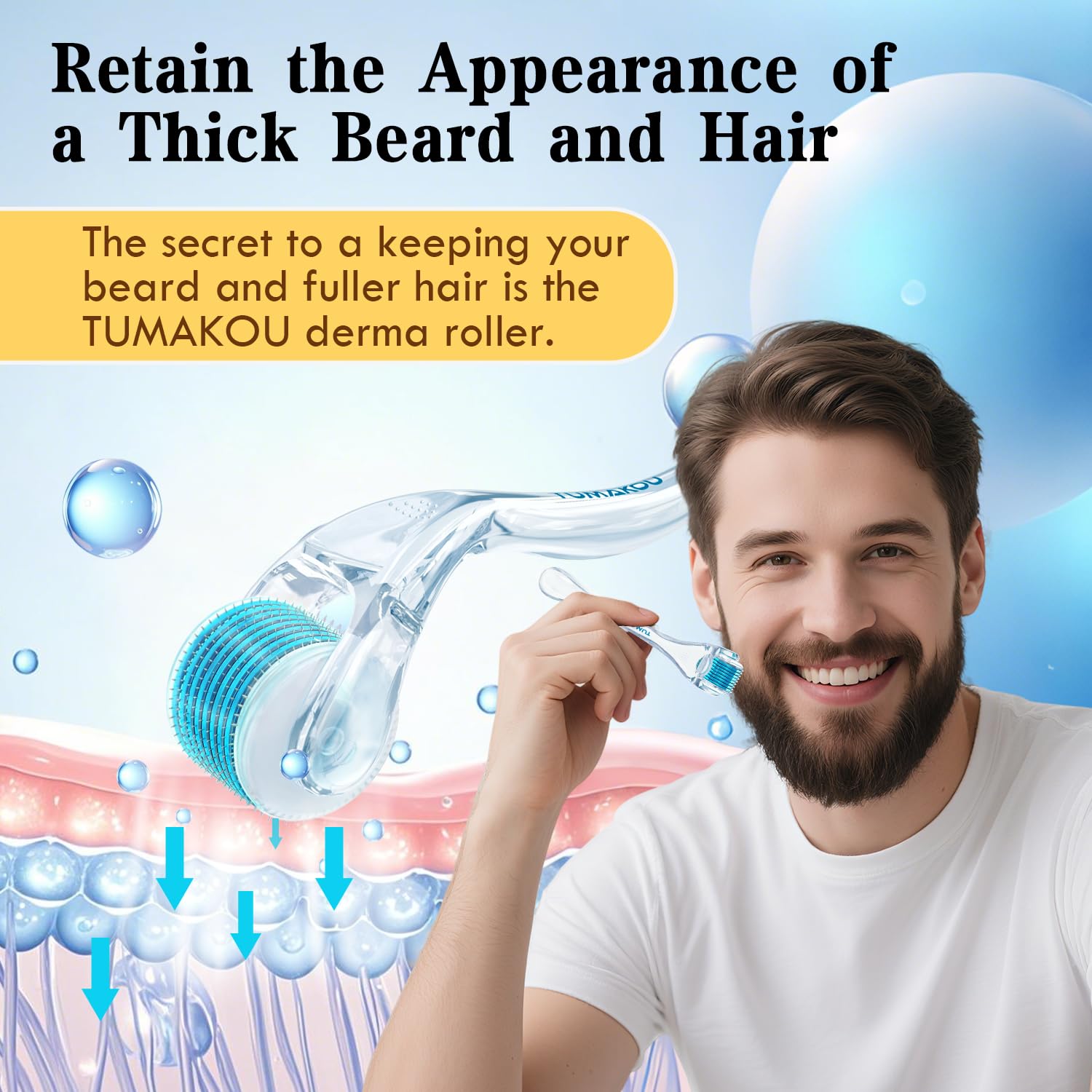 TUMAKOU Derma Roller with 0.25mm needle for precise work.