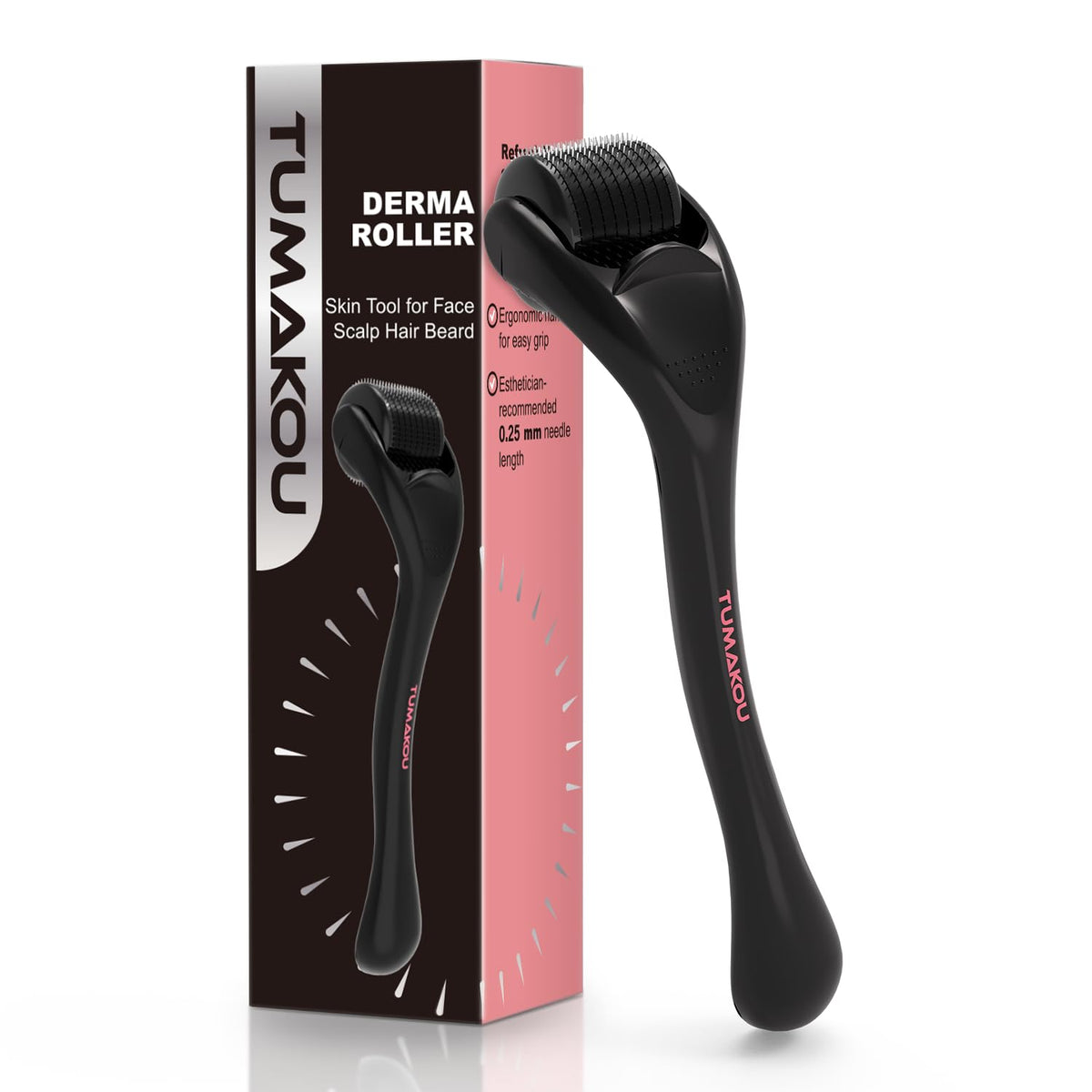 TUMAKOU Derma Roller Face – frosted grip for comfortable daily use.