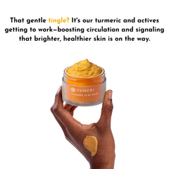 TUMERI Turmeric Vitamin C Clay Mask brush application demonstrates even coverage.