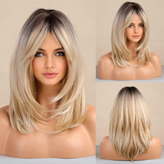 Tumhorn long layered blonde wig with bangs for natural movement and everyday versatility.