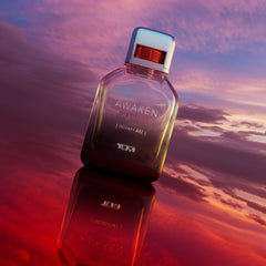 Serene dresser scene suggests all-day scent for daily moments.