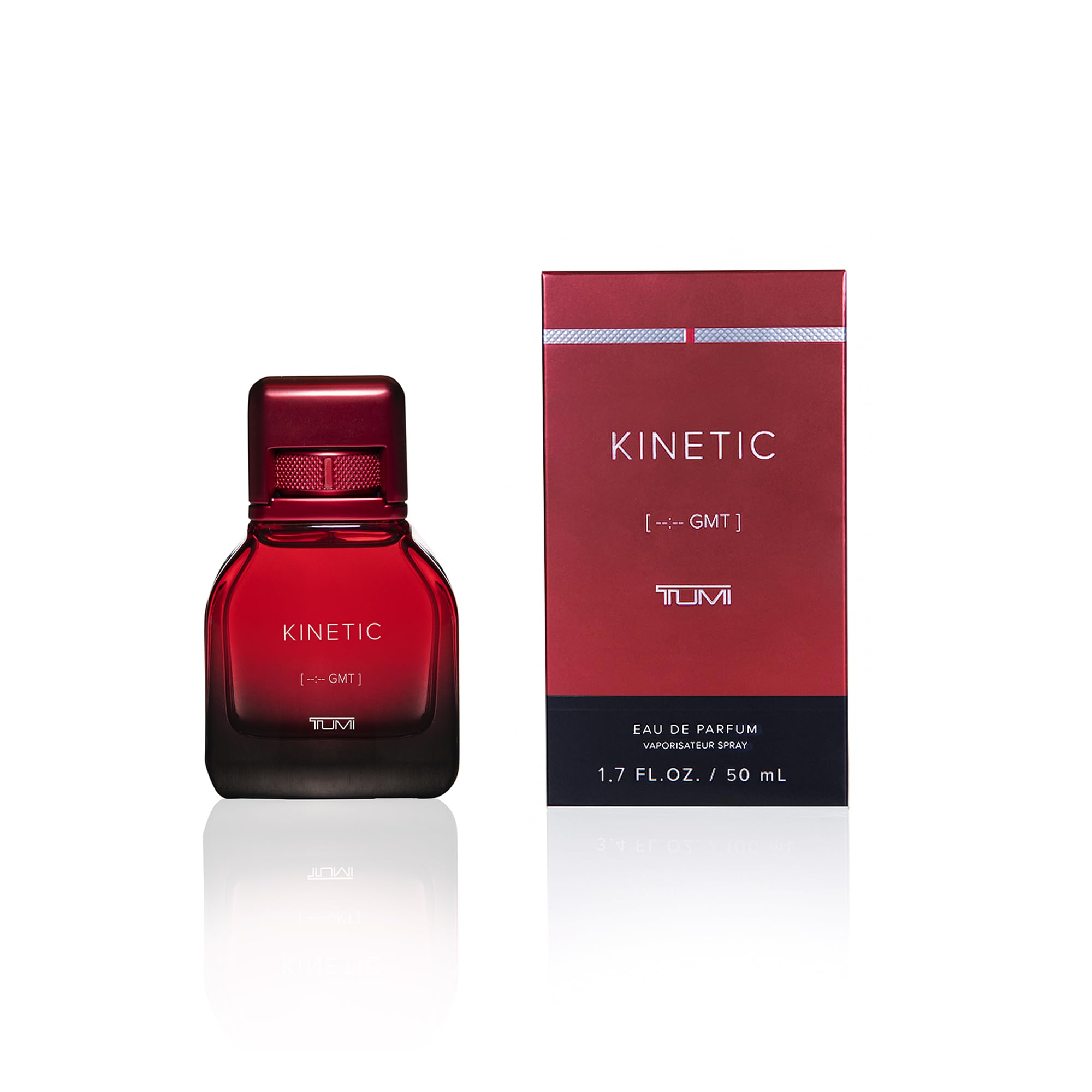 TUMI KINETIC bottle front showing bold masculine design for daily confidence.