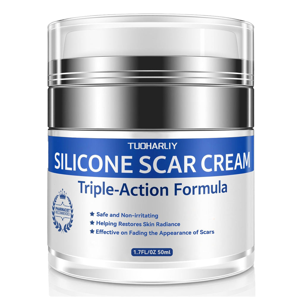 Tuoharliy scar cream bottle for daily scar care; hydrates skin and supports renewal.