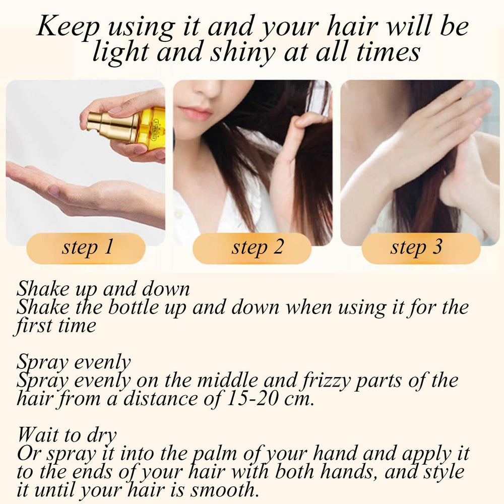 TUOSHITONG Avocado Hair Oil Spray helps tame frizz for polished styles.
