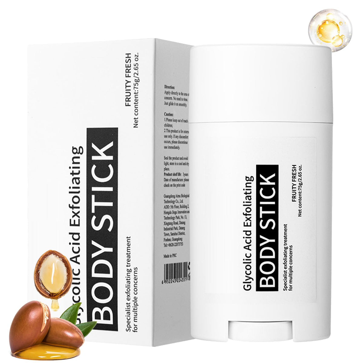 TUOSHITONG Glycolic Body Stick packaging for on-the-go exfoliation.