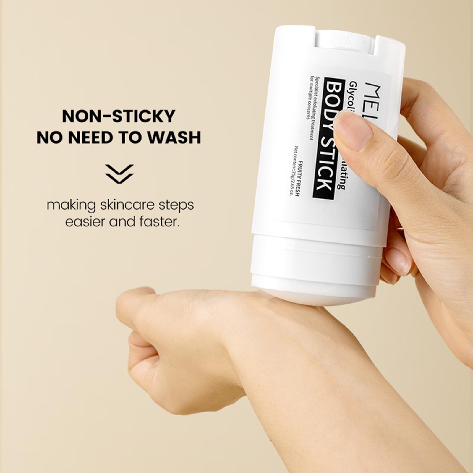 TUOSHITONG Glycolic Body Stick leaves skin smoother after use.
