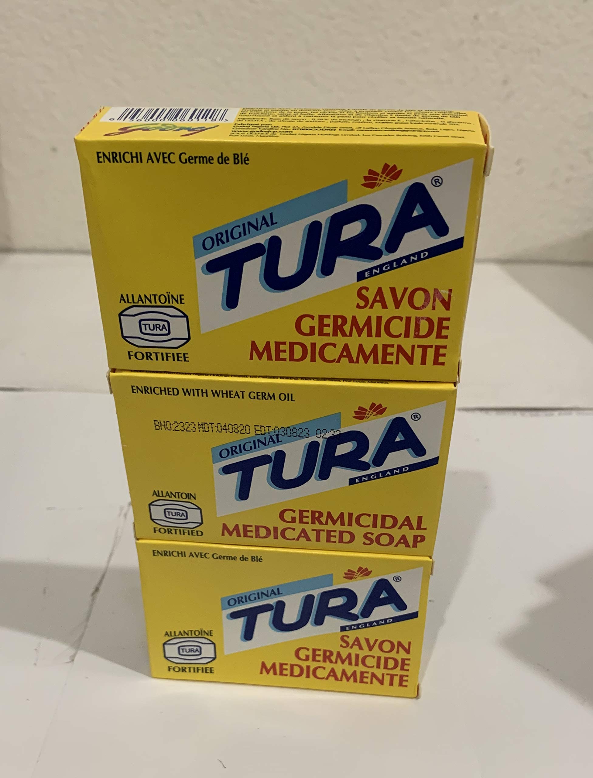 Tura germicidal medicated soap pack of three bars for daily cleansing