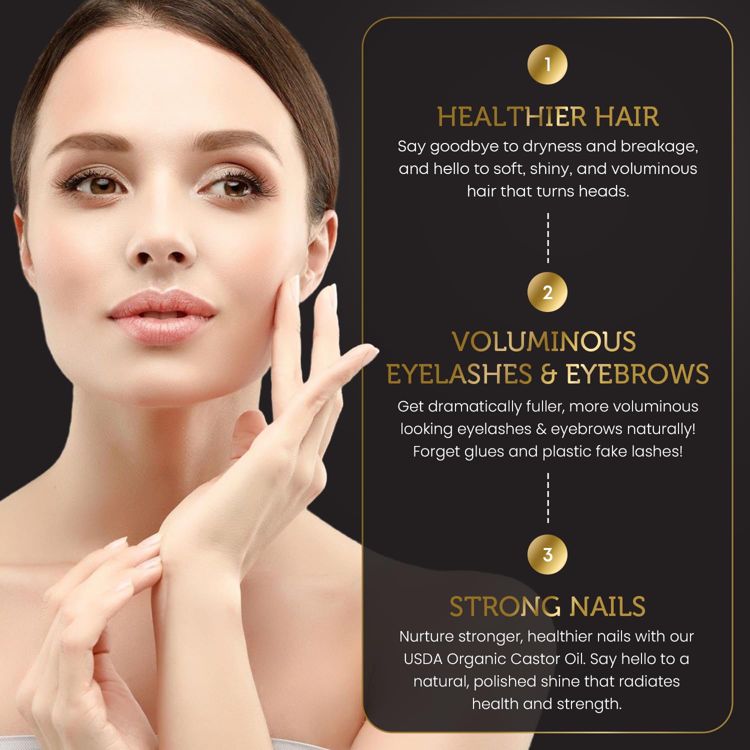 TURN TO EARTH cold pressed organic castor oil supports hair and brow conditioning
