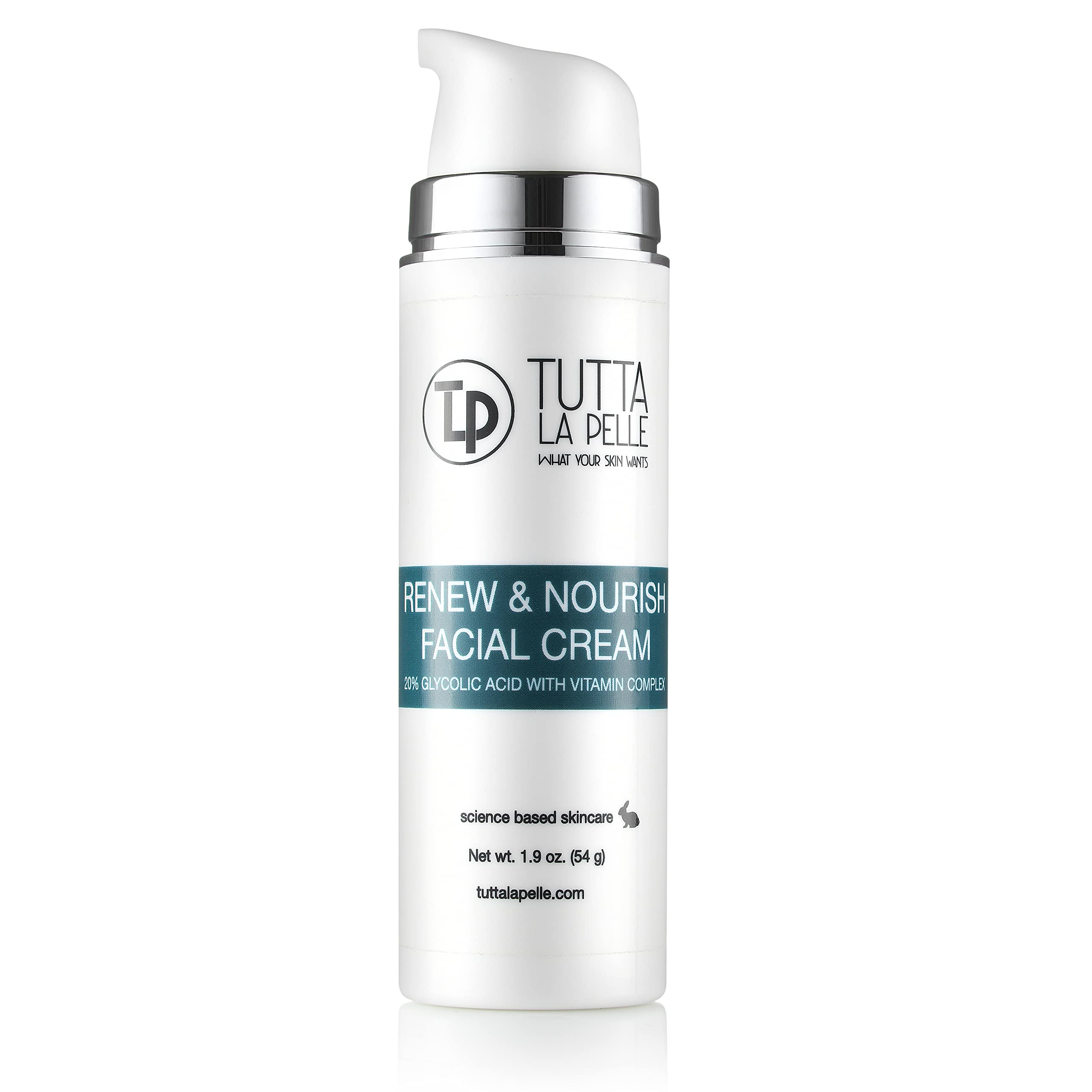 Tutta La Pelle Glycolic Cream 20% bottle emphasizes oil-free, day and night hydration