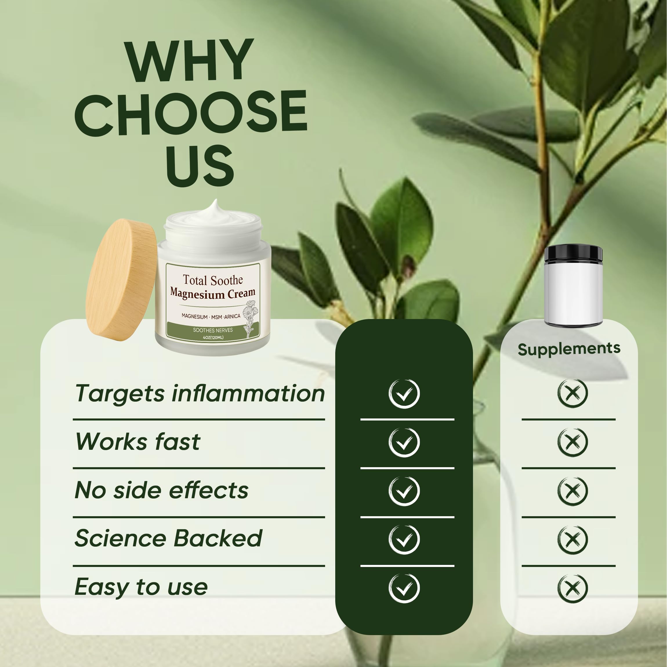 Label on Total Soothe highlights MSM and Arnica ingredients for soothing complexity