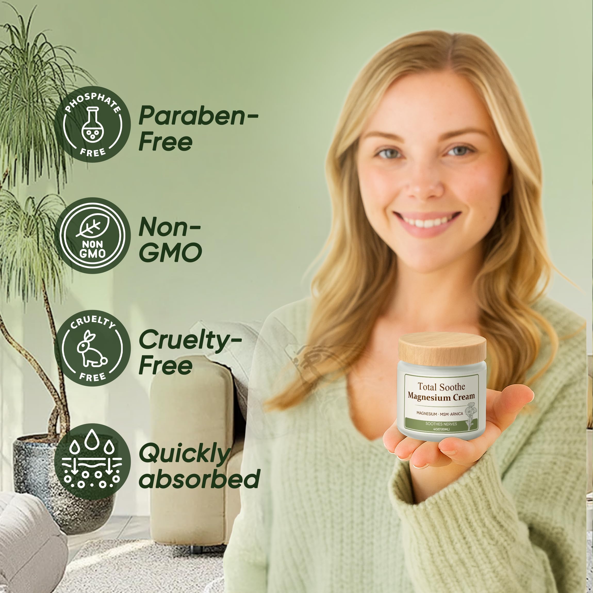 Packaging of TUVAAZ Total Soothe magnesium cream 4oz