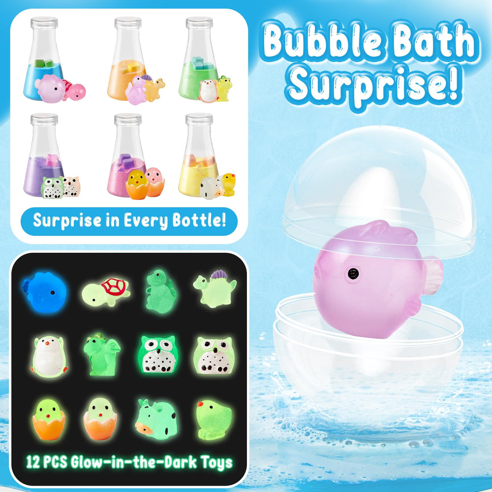 TUZT glow-in-the-dark animal toys glow in the tub during fun exploration
