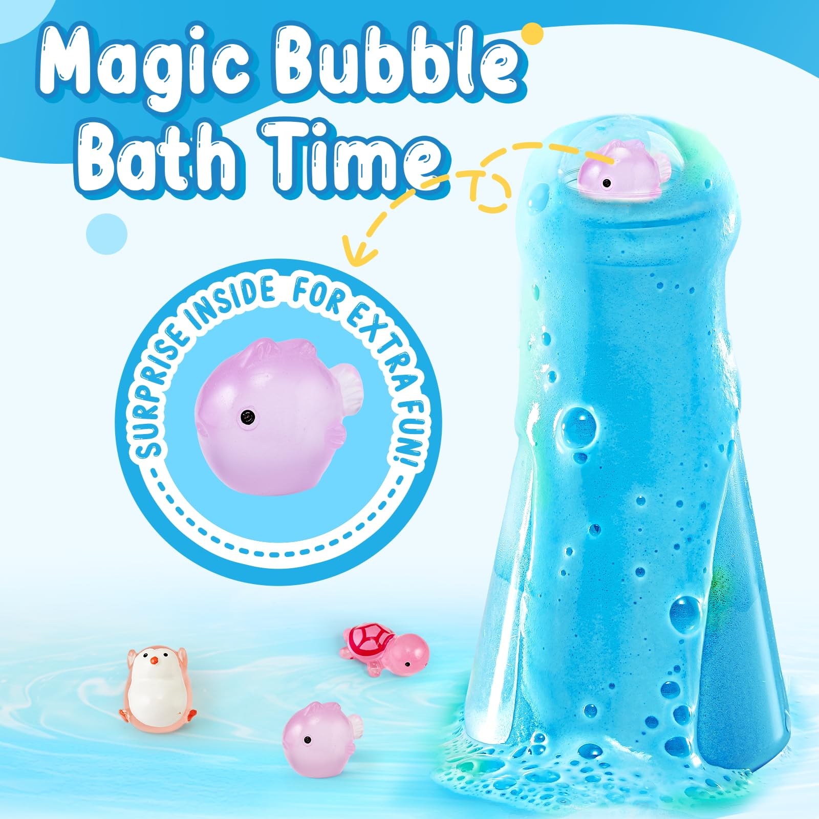 TUZT six fizz potion bottles display vibrant colors for engaging bath play