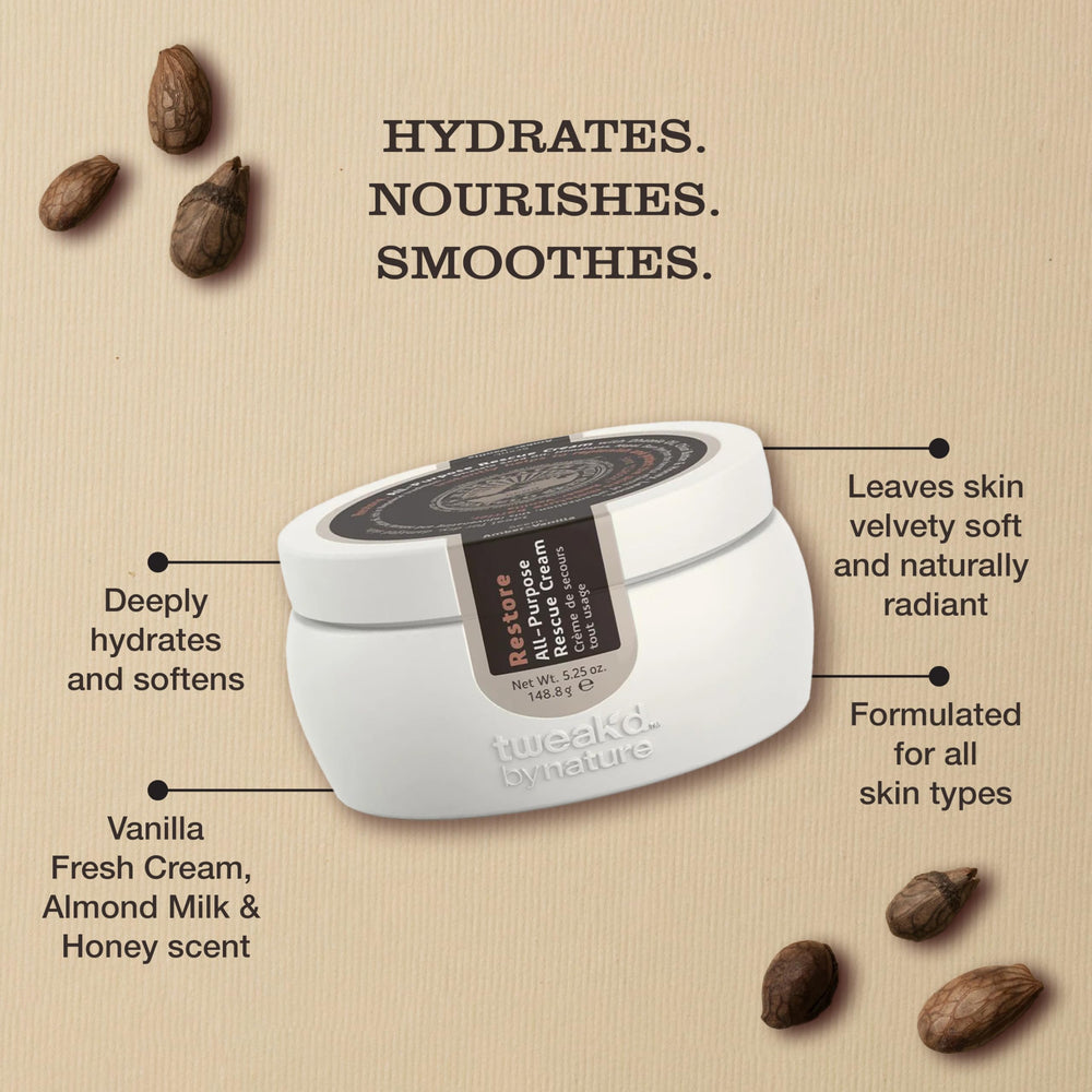 Tweak'd by Nature Restore apply to face demonstrates smoothing primer and multitask benefits.