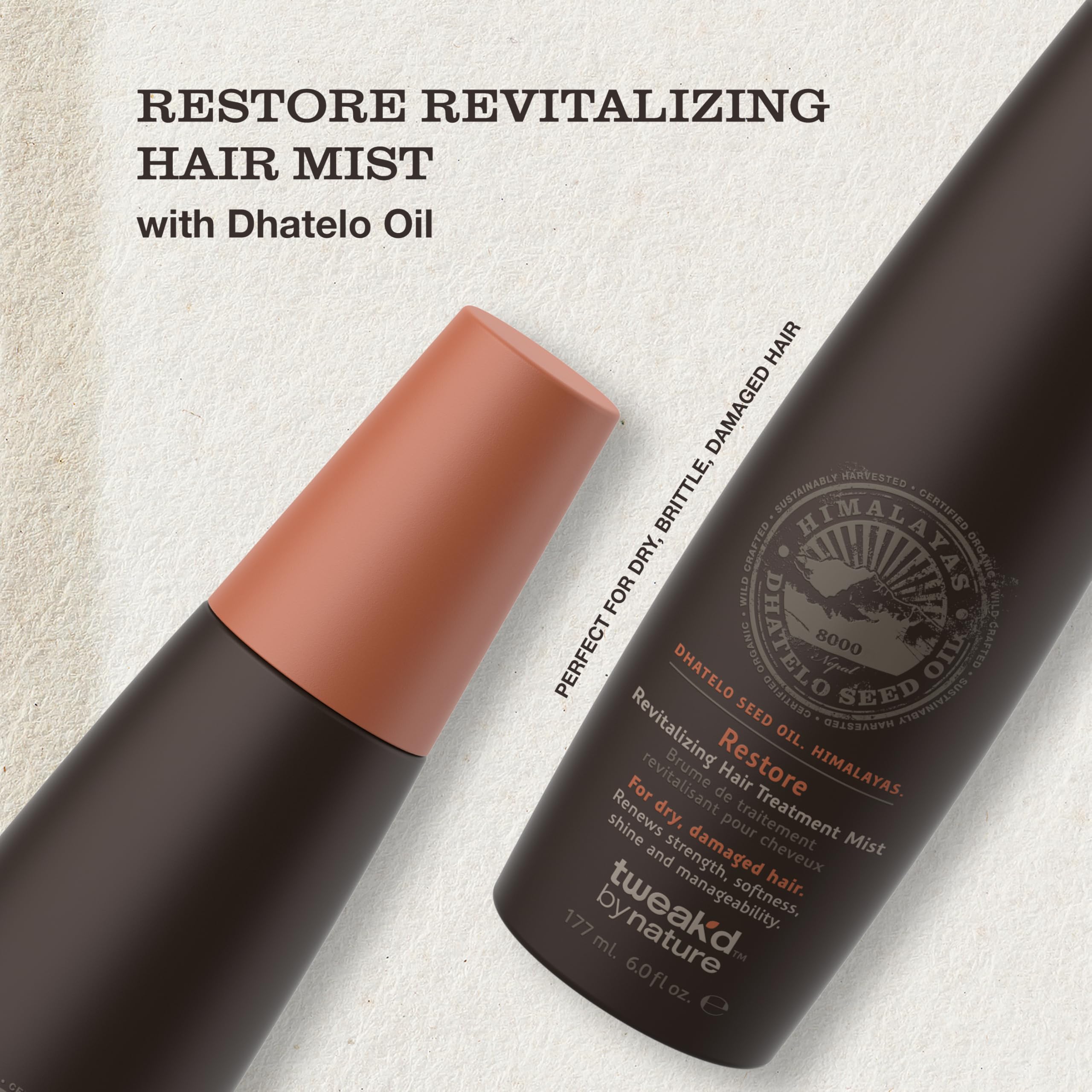 Label close-up of Tweak’d by Nature mist with sulfate-free formula