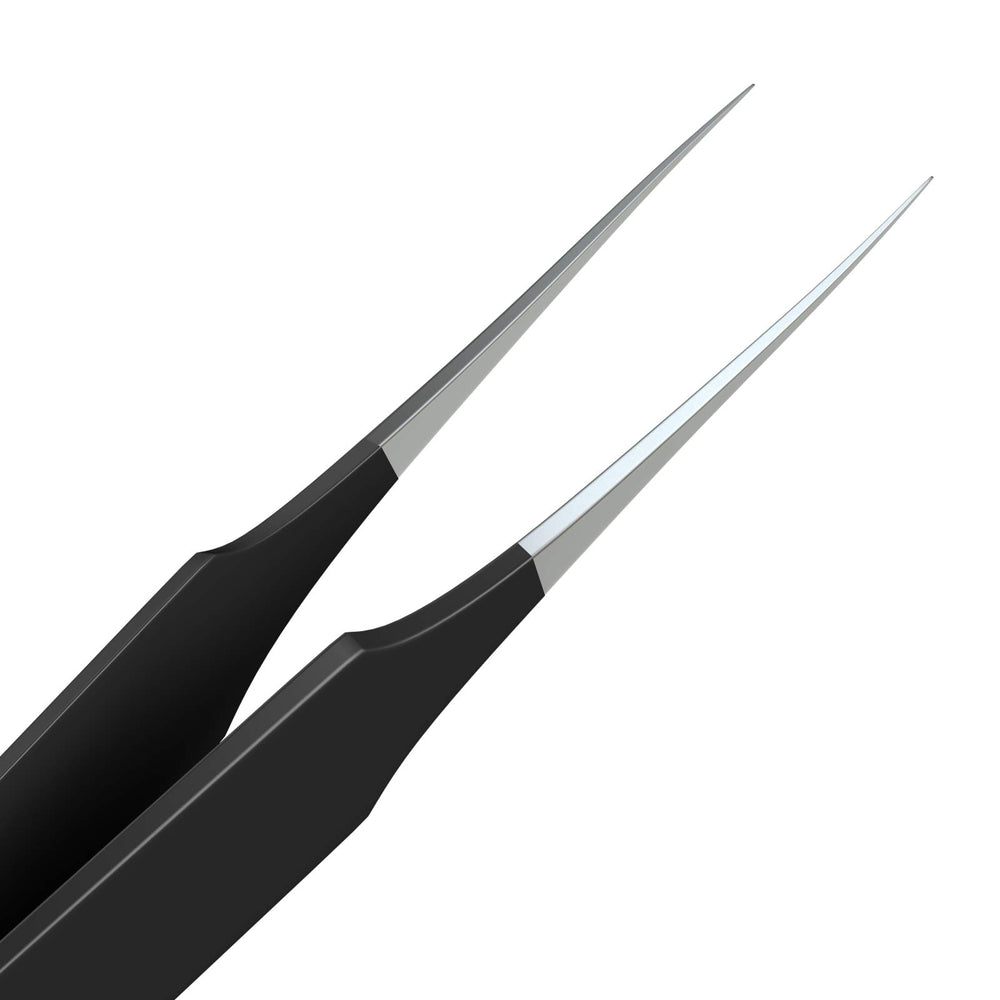 Tweezees pointed-tip design for precise handling of hairs and splinters.