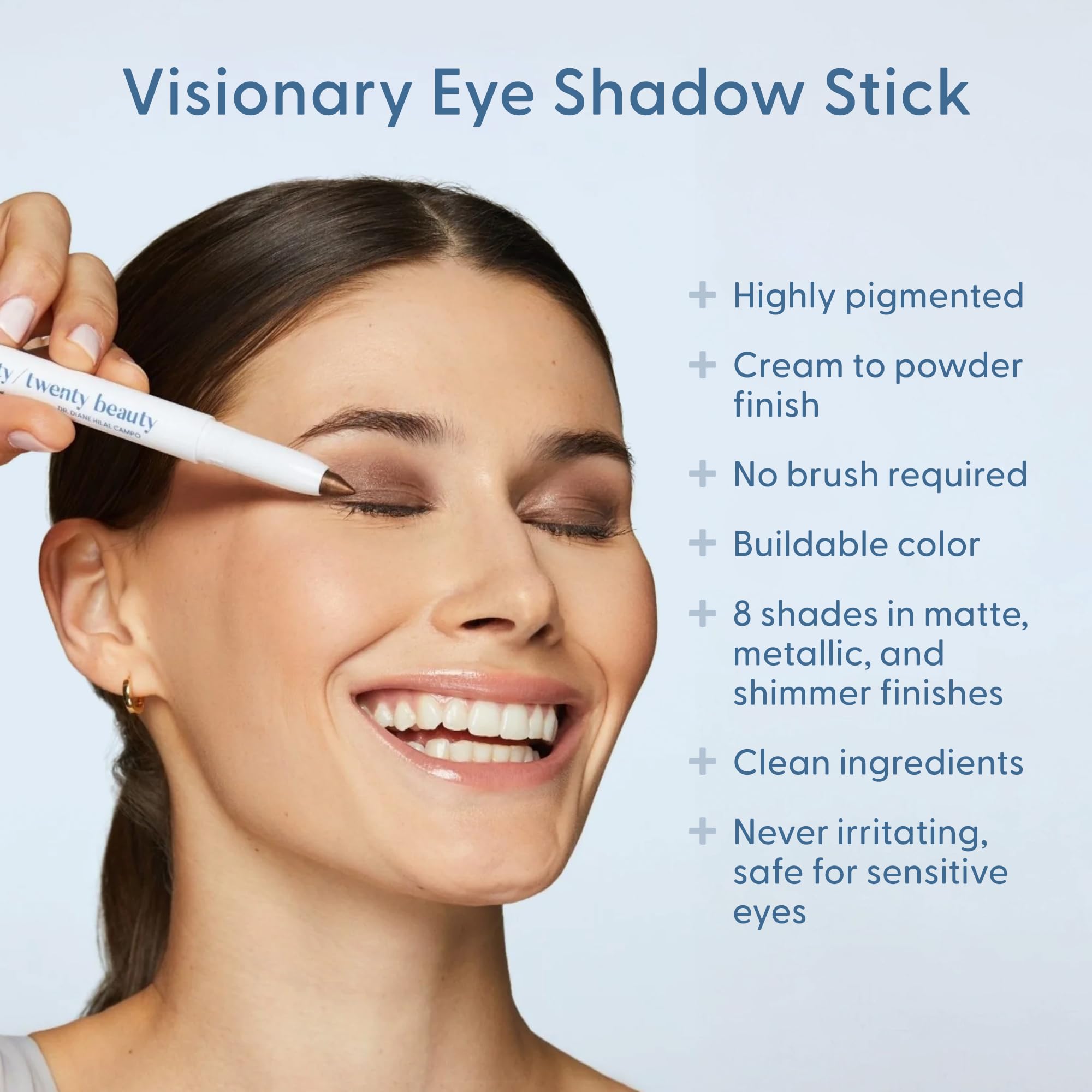 Twenty/Twenty Beauty Visionary Eye Shadow Stick built-in sharpener enables quick tip refresh.