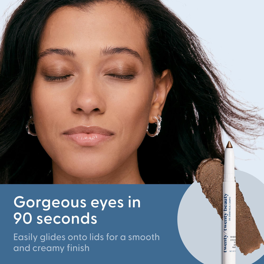 Twenty/Twenty Beauty Visionary Eye Shadow Stick in cocoa bronze for versatile day-to-night shimmer.