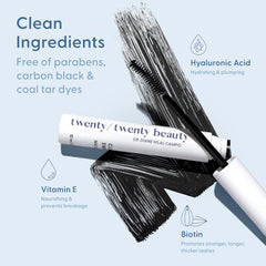 Twenty/Twenty Clean Sweep Mascara on lashes for noticeable length and lift.