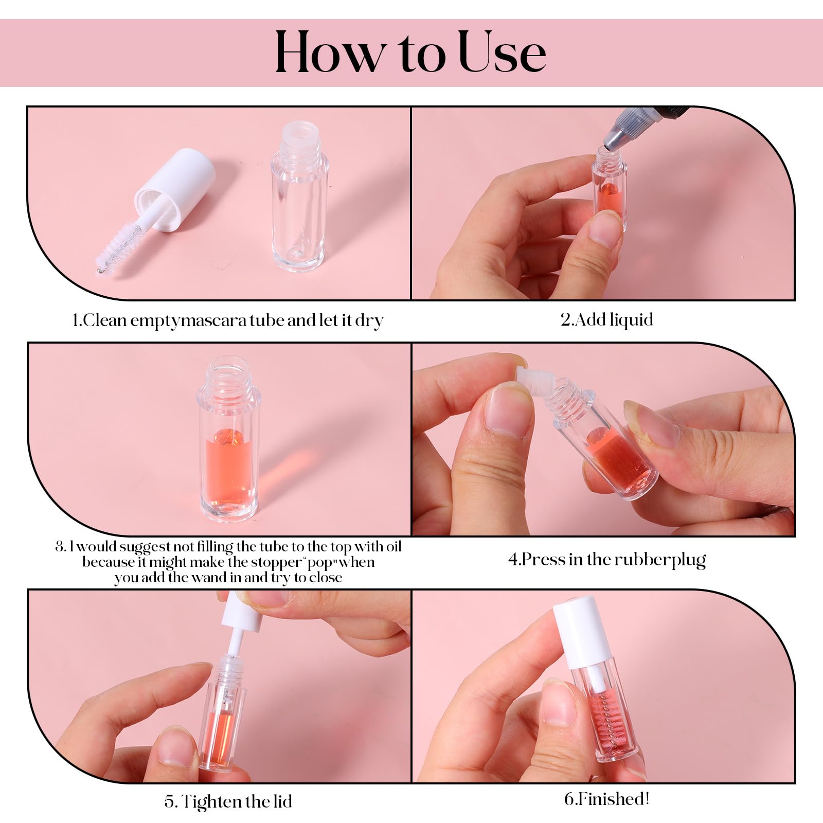 Tweruna leakproof design protects eyelash serums and mascaras during transit