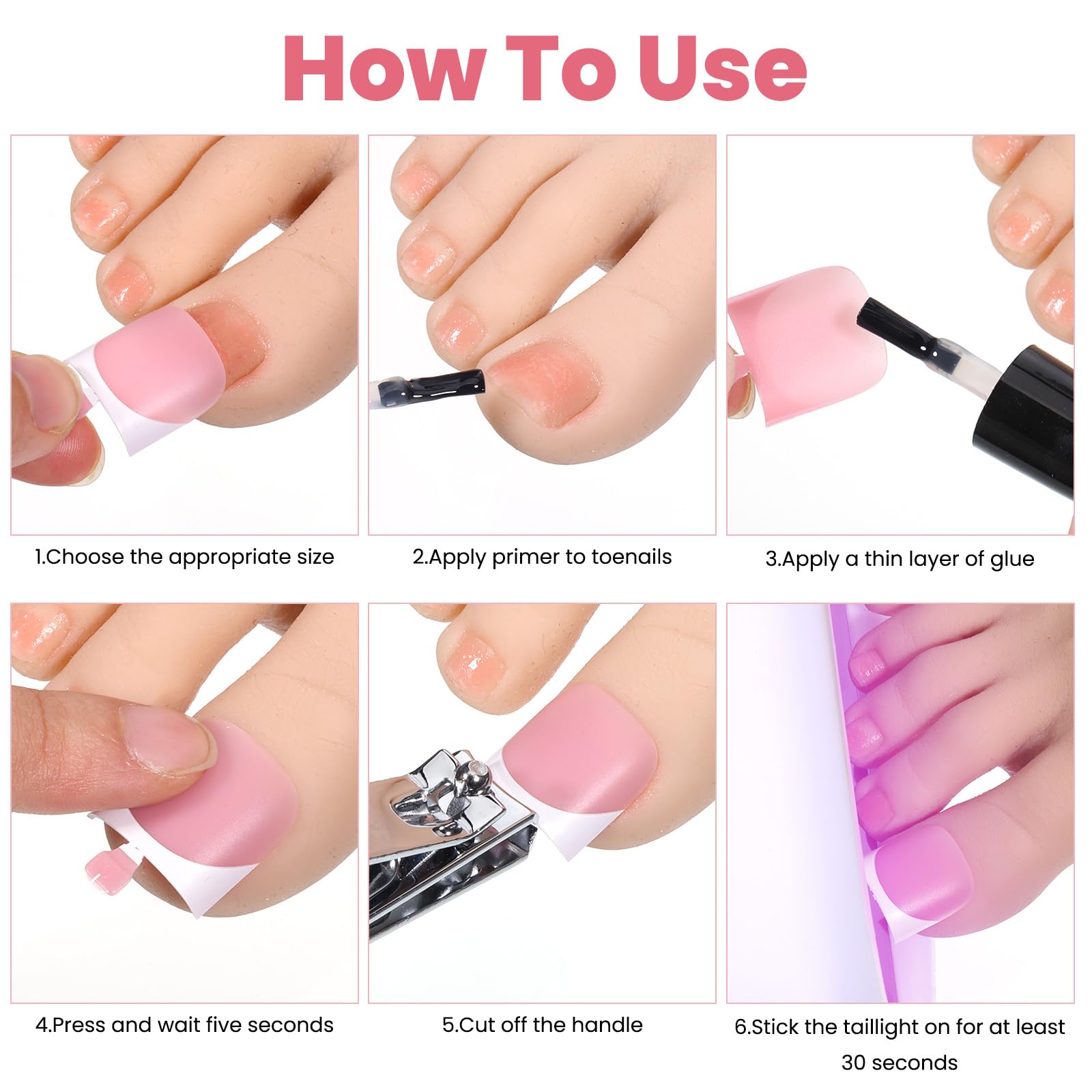Tweruna toe nails set ready for at-home spa style pedicure.