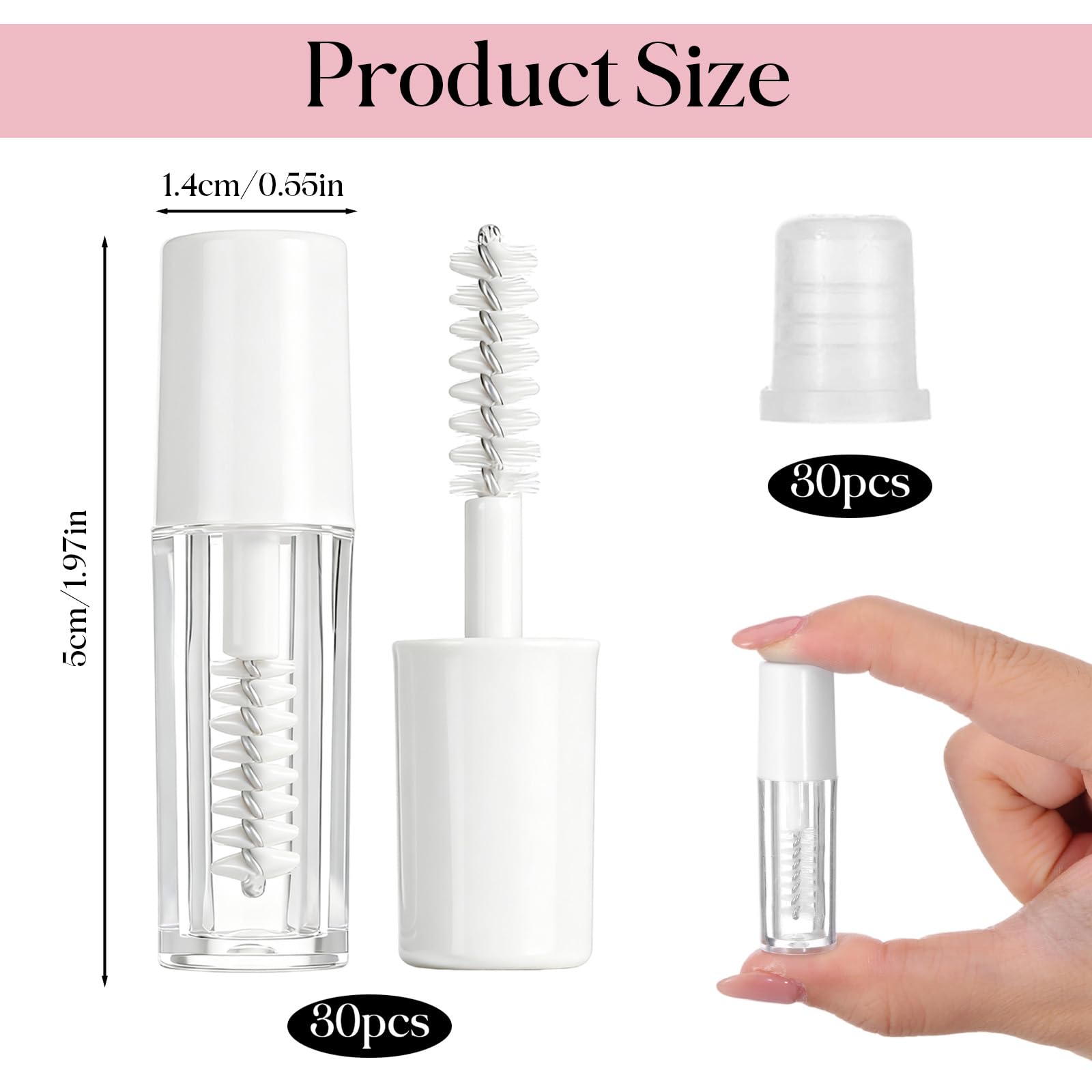 Tweruna white mini mascara tube with wand for precise on-the-go application