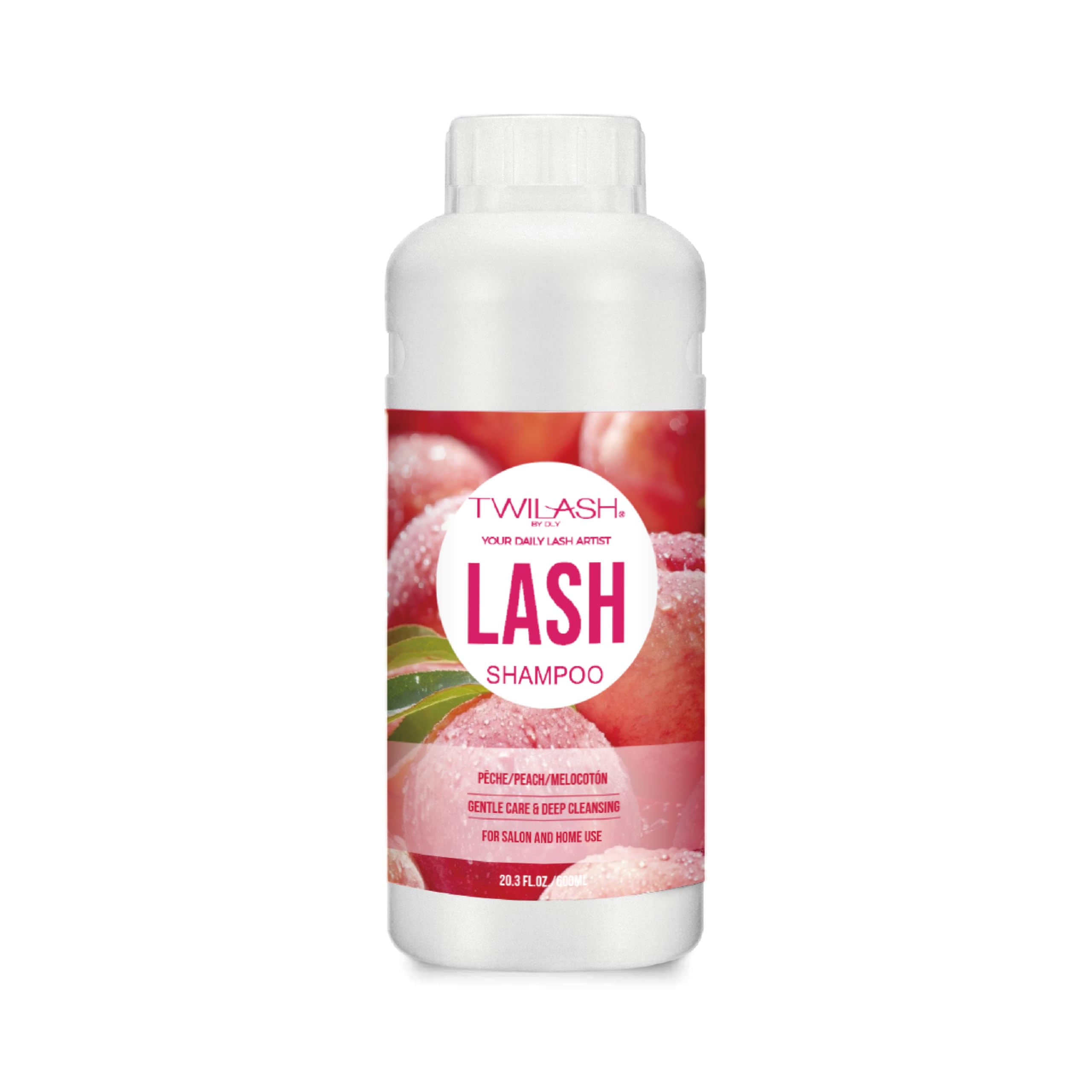 TWILASH BY DLY 600ml bottle front, gentle lash shampoo for extensions.
