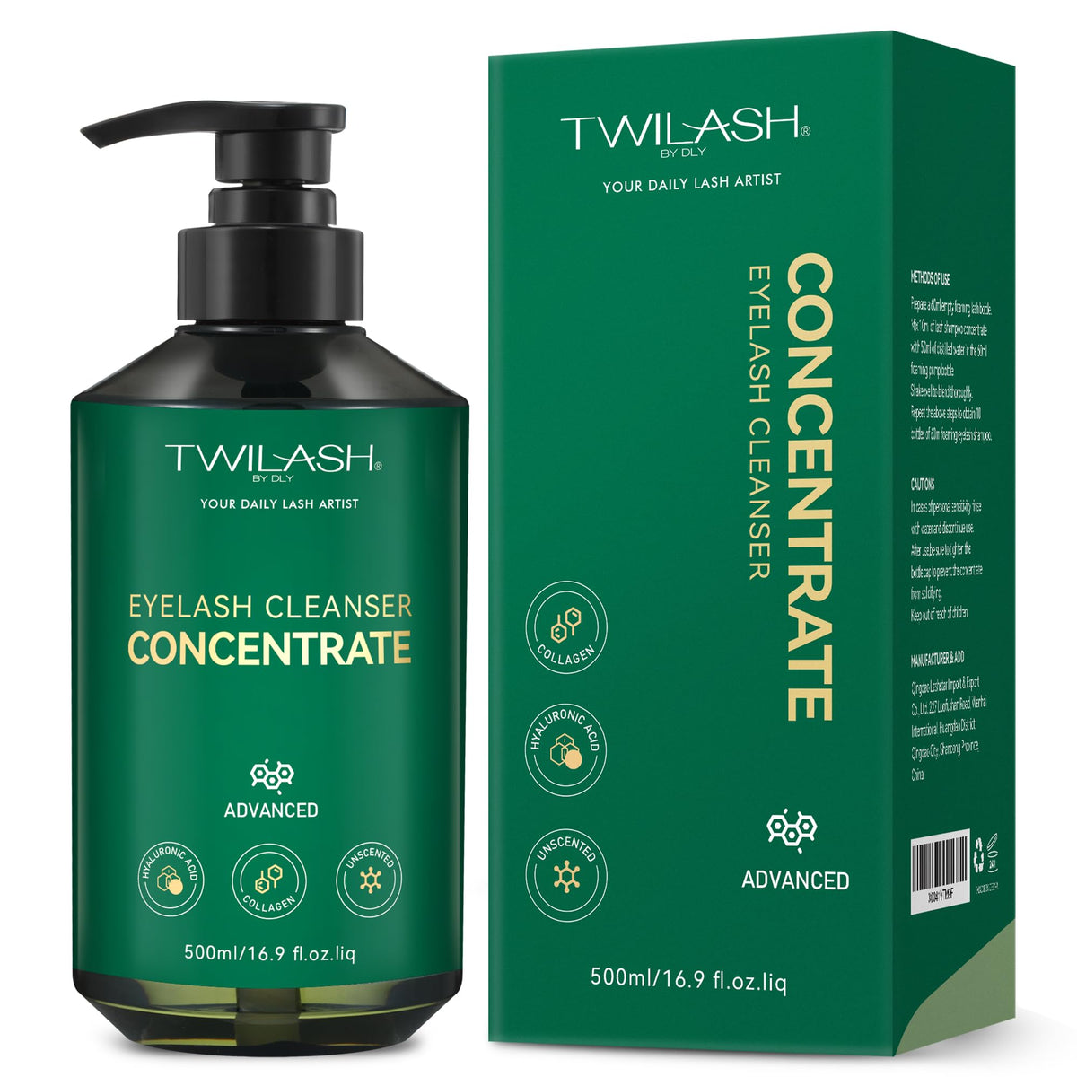 TWILASH BY DLY eyelash cleanser concentrate bottle, ideal for salon and home use.