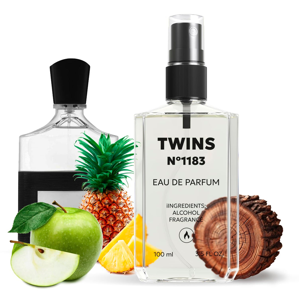 TWINS PARFUM Impression of Aventus bottle front for versatile day or night wear.
