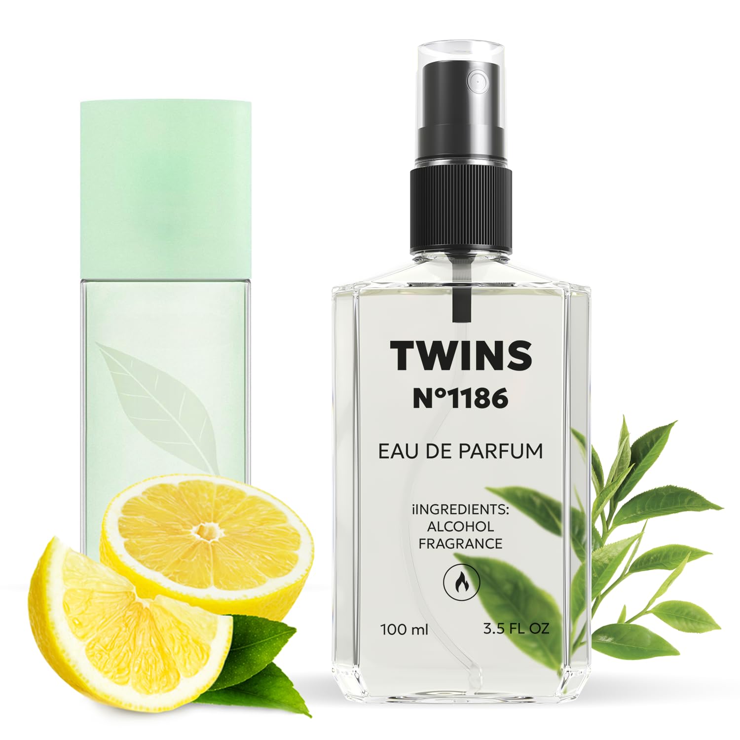 TWINS Impression of Green Tea bottle front with a bright citrus scent for daily wear.