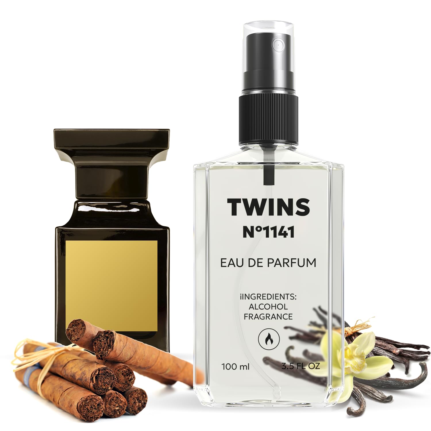 TWINS Impression of Tobacco. Vanille bottle displaying warm tobacco and vanilla notes for everyday wear