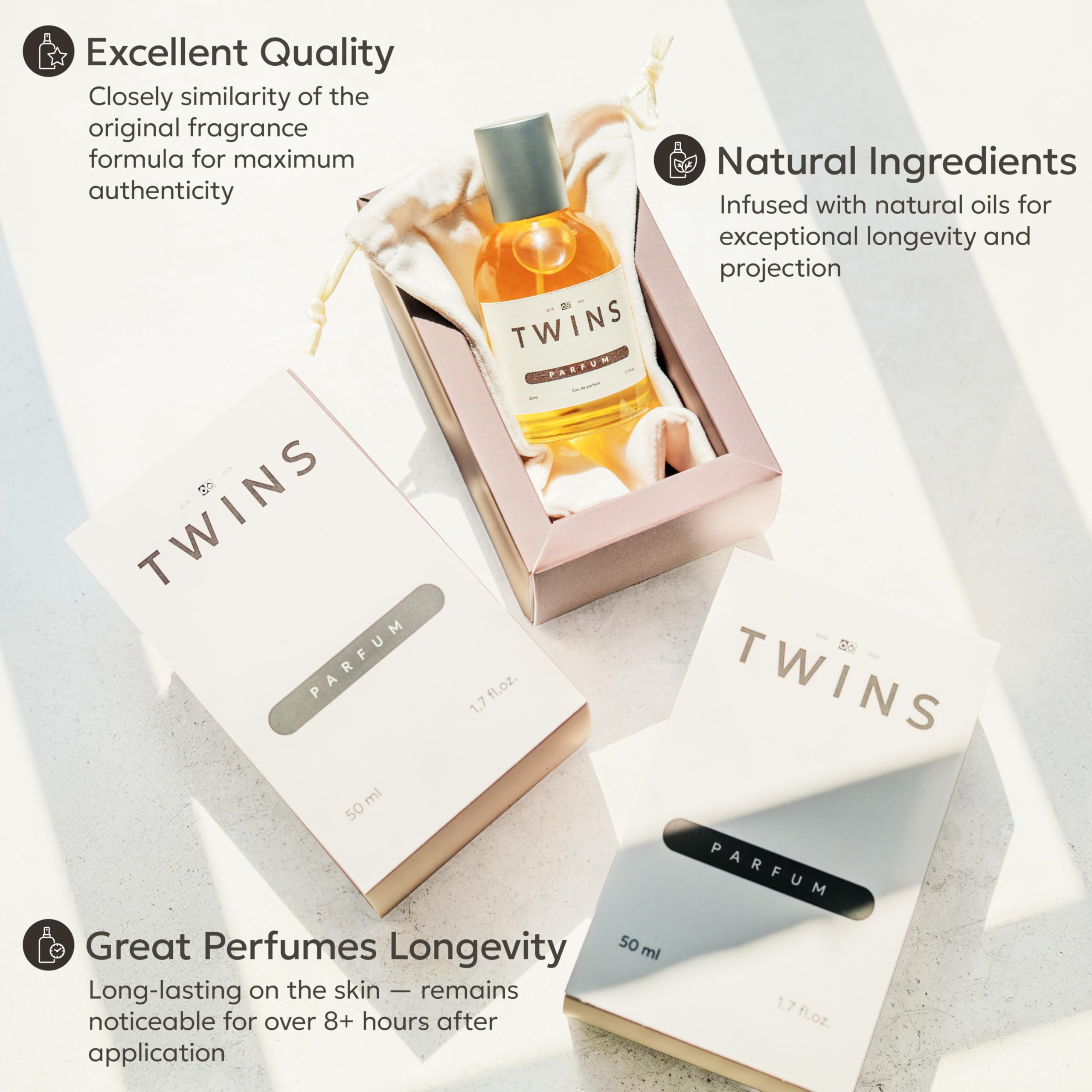 TWINS PARFUM Impression Bac. Roug. 540 cap close-up with elegant finish.