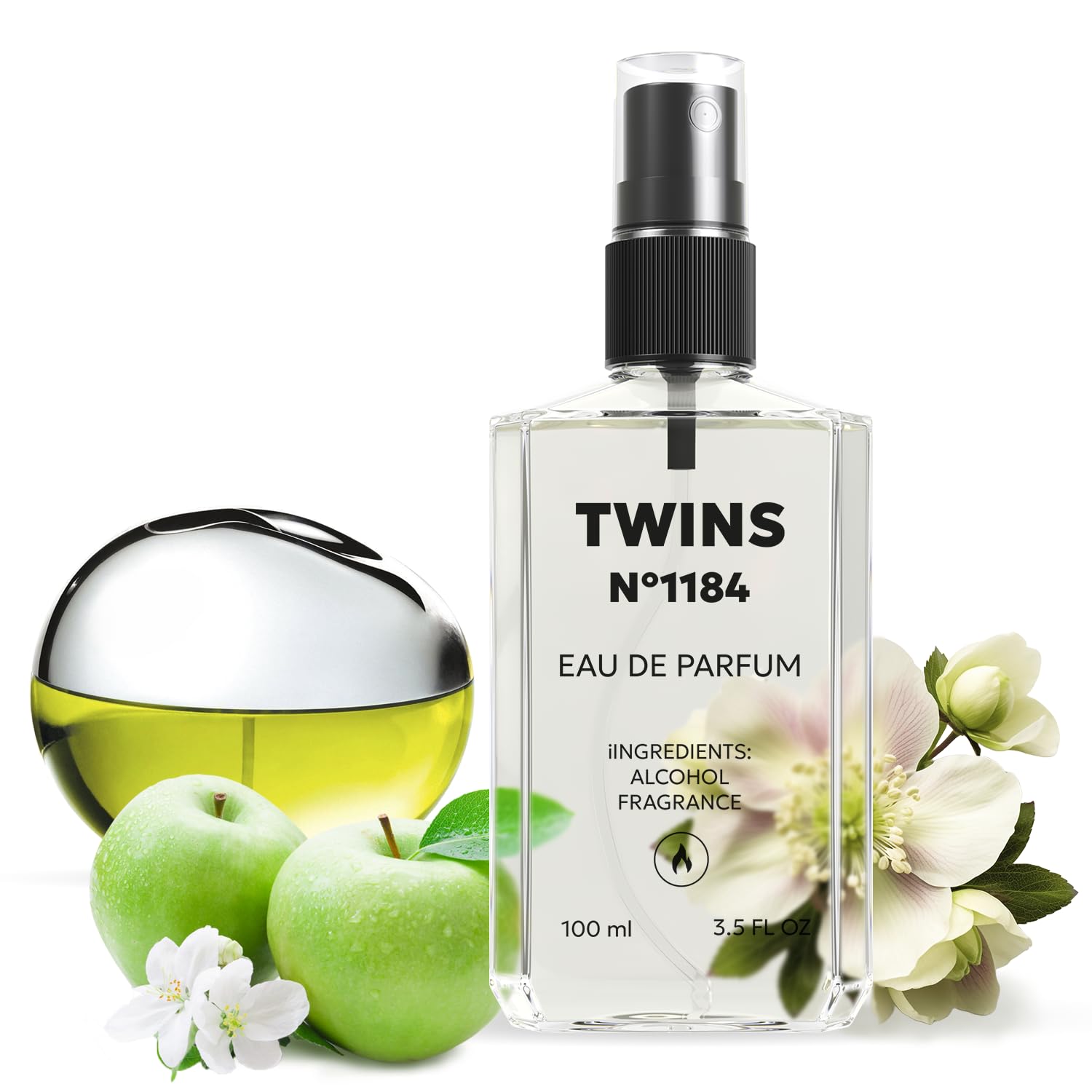 TWINS PARFUM Be Delicious bottle closeup highlighting fresh floral notes for daily wear