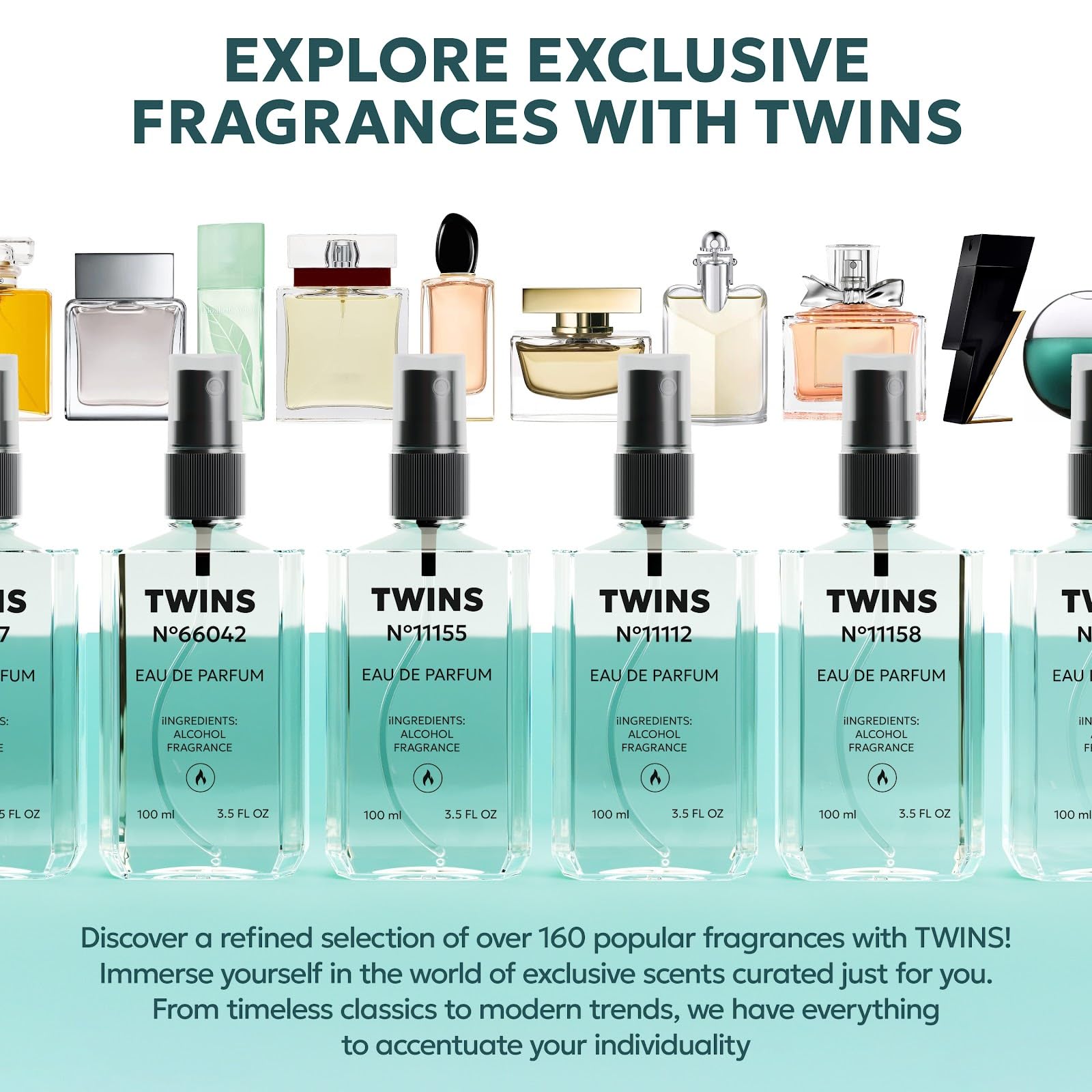 TWINS PARFUM Impression Bleu De Parfum travel size bottle in bag.