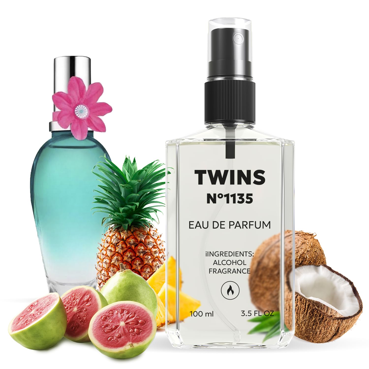 TWINS PARFUM Impression Born in Paradise bottle front with vibrant fruity-floral aroma