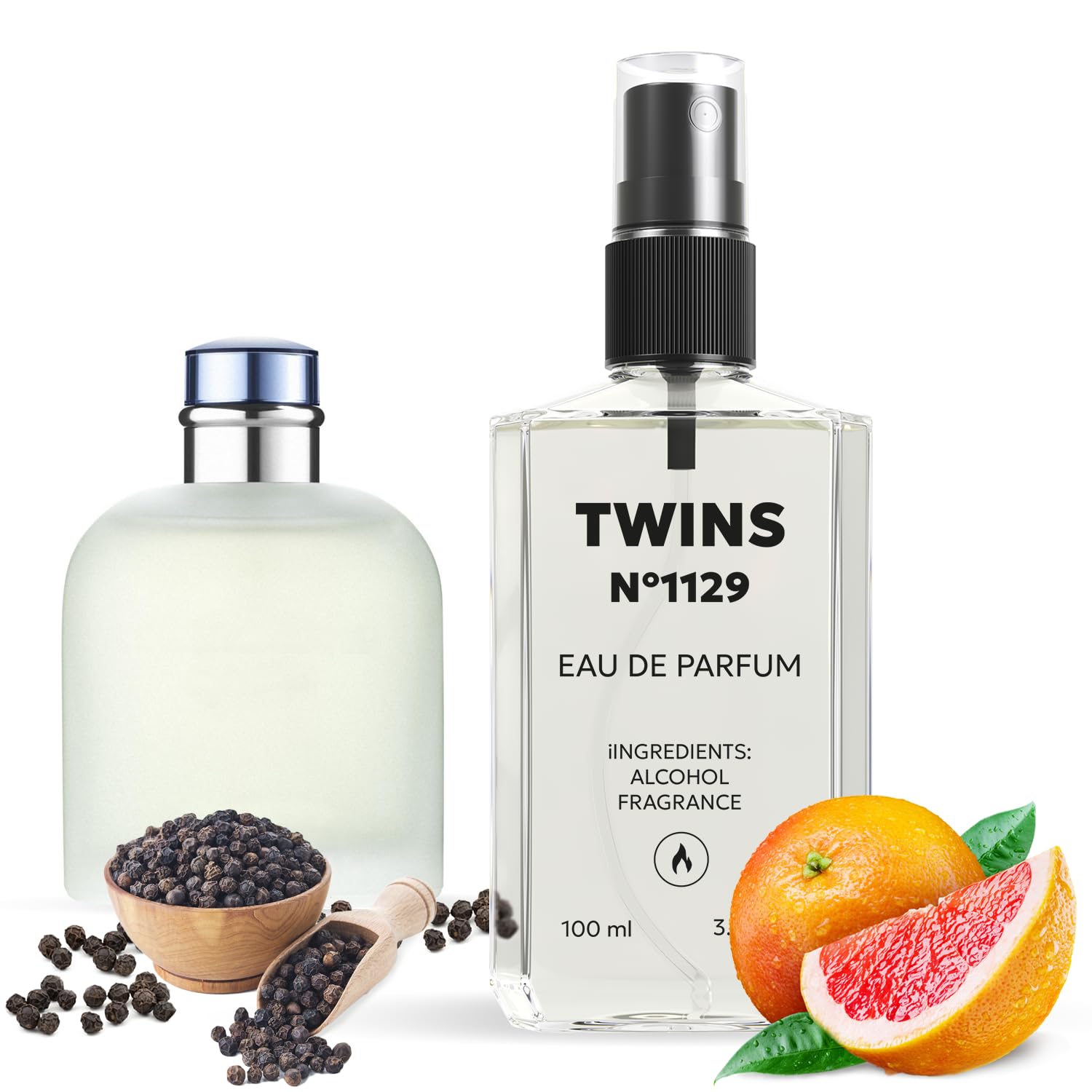 TWINS PARFUM Impression Light Blue bottle close-up highlighting citrus freshness.