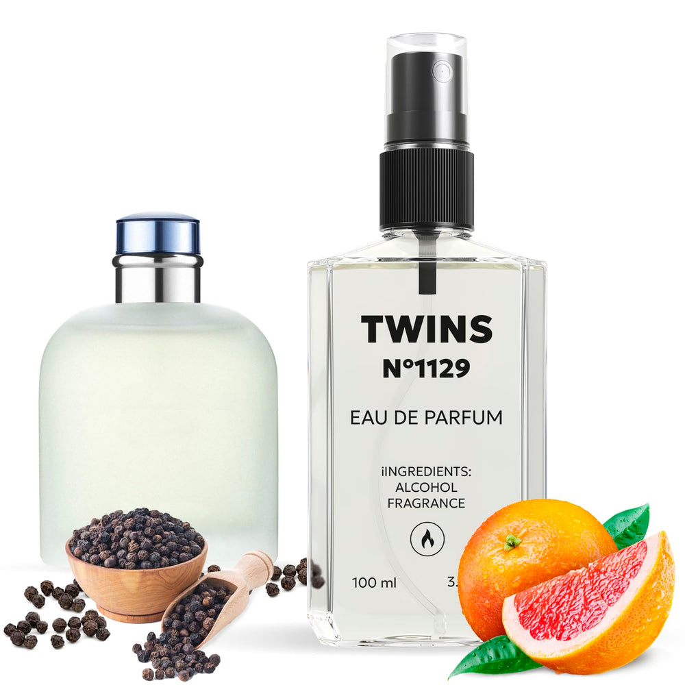 TWINS PARFUM Impression Light Blue bottle close-up highlighting citrus freshness.