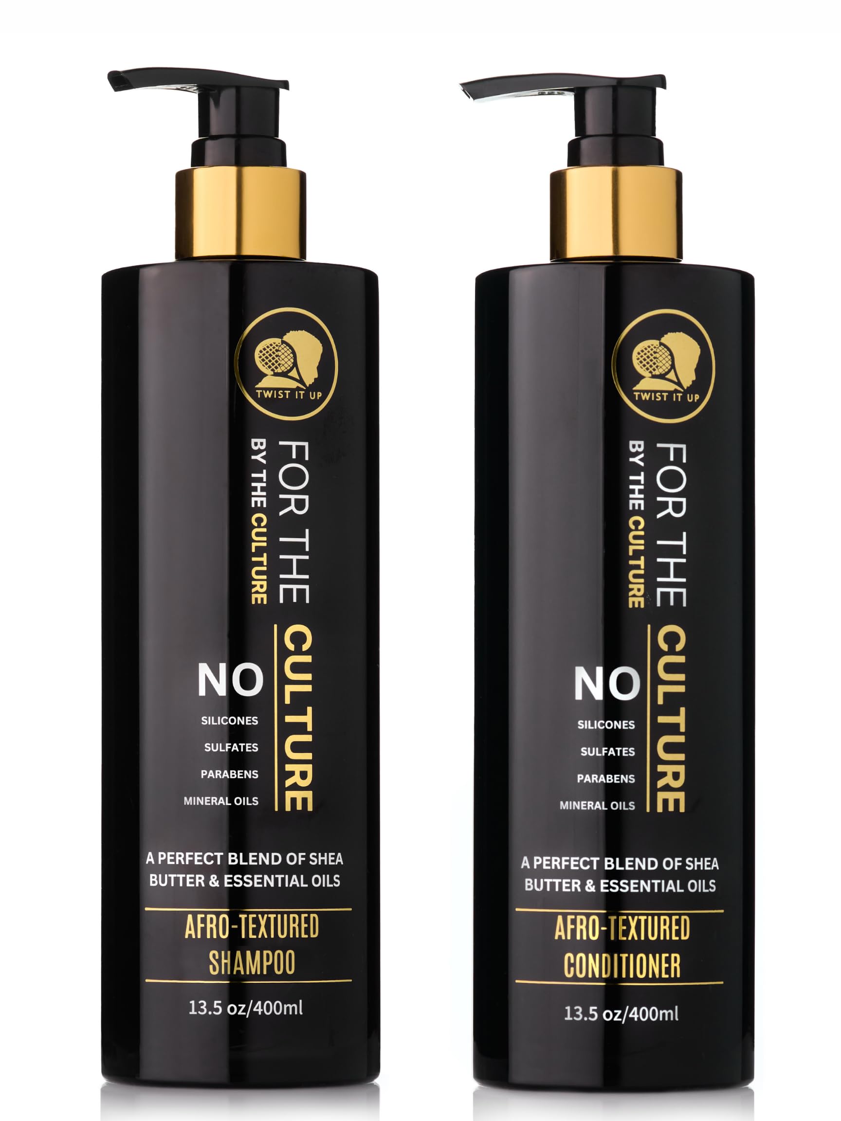 Twist It Up gold standard shampoo bottle showing sulfate-free formula for moisturized curls