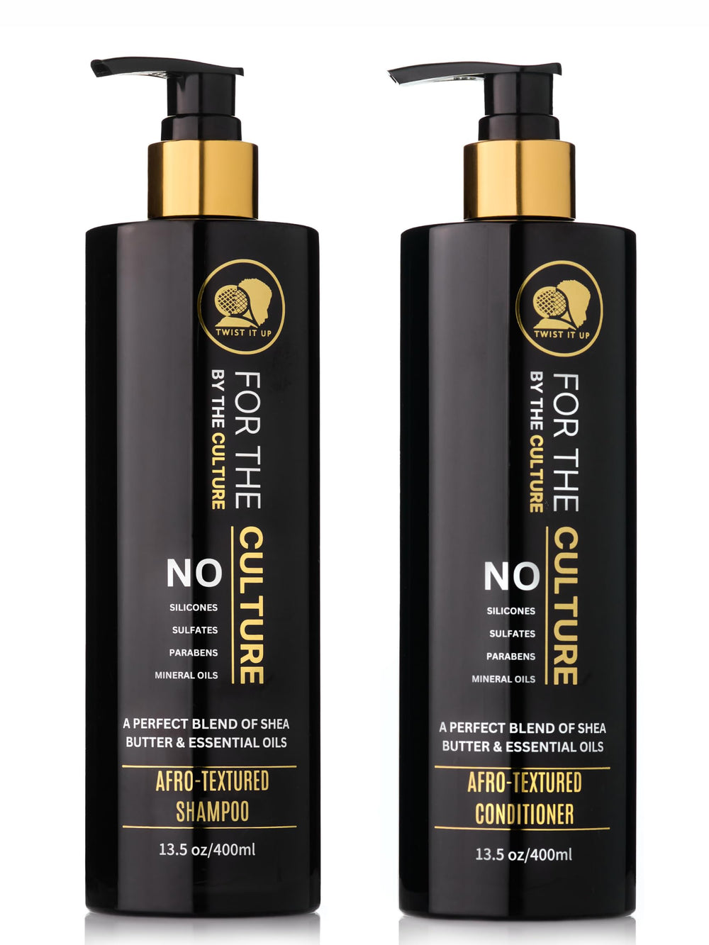 Twist It Up gold standard shampoo bottle showing sulfate-free formula for moisturized curls