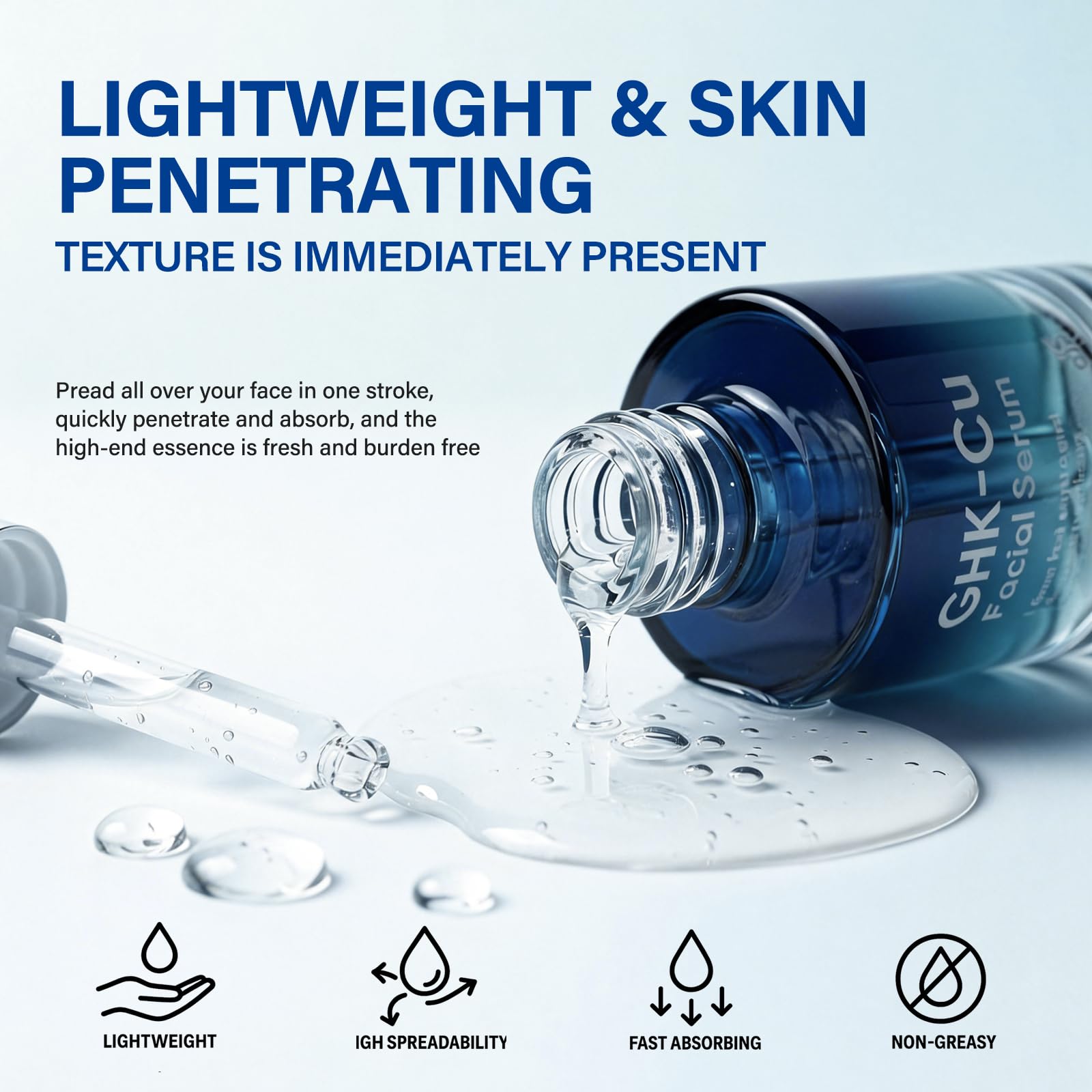 TWMKLP GHK-Cu Serum droplet on skin indicating deep hydration