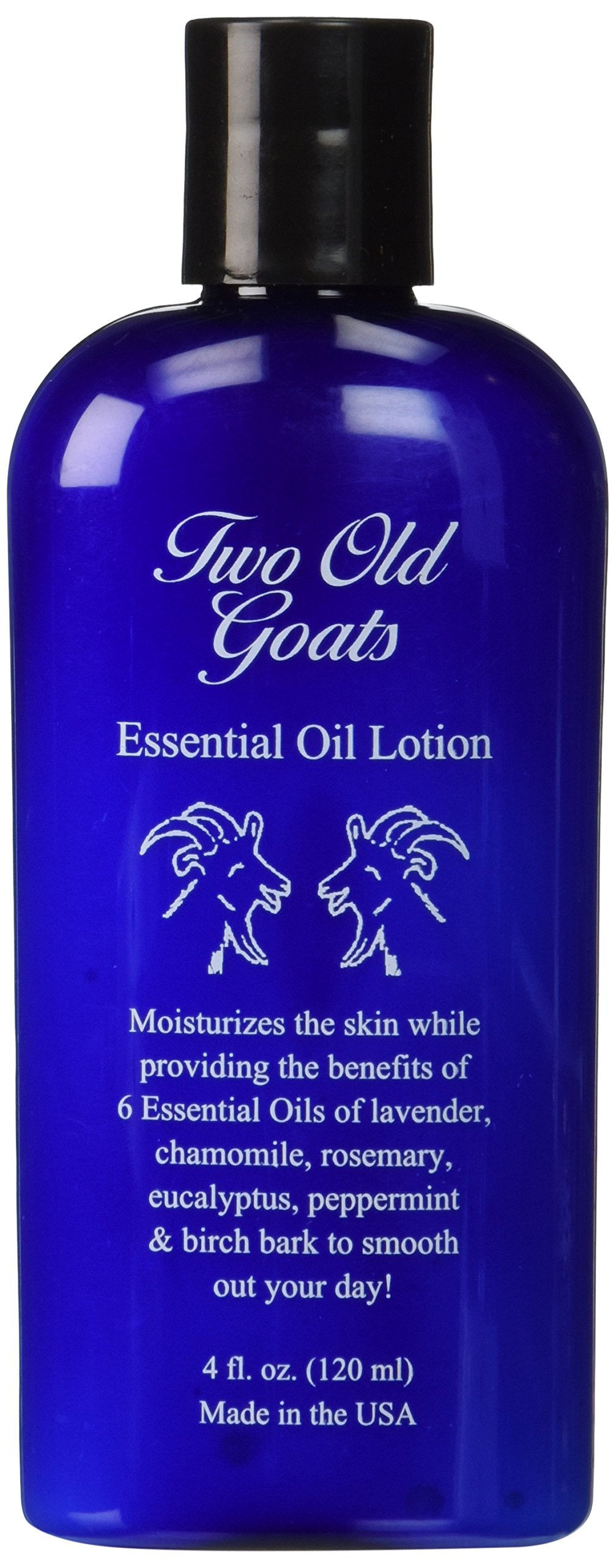 Two Old Goats Lotion 4 bottle closeup promotes smooth, nourished skin daily.