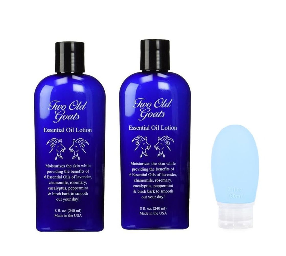 Two Old Goats lotion 8oz pack-2 with travel bottle for on-the-go moisture