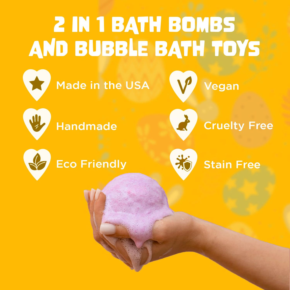 Two Sisters Easter bath bombs packaging box emphasizes gift-ready presentation.