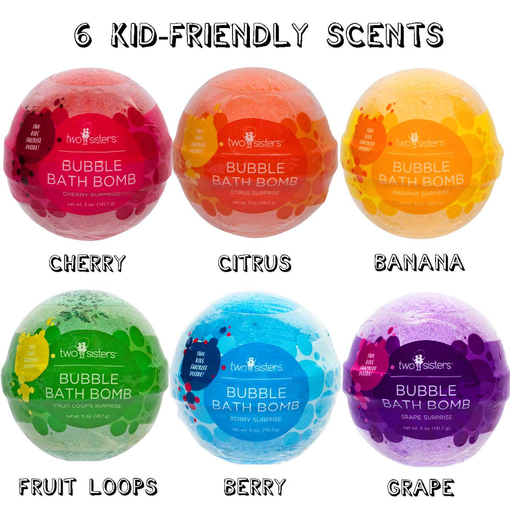 Two Sisters fruity fragrance bath bomb fills tub with playful scents.
