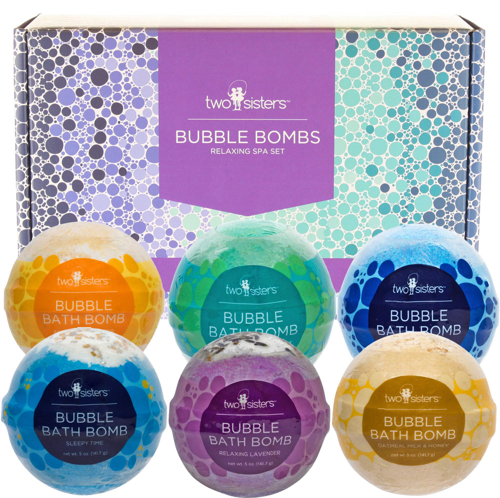 Two Sisters relaxing bath bombs create vibrant bubbles for a soothing at home spa