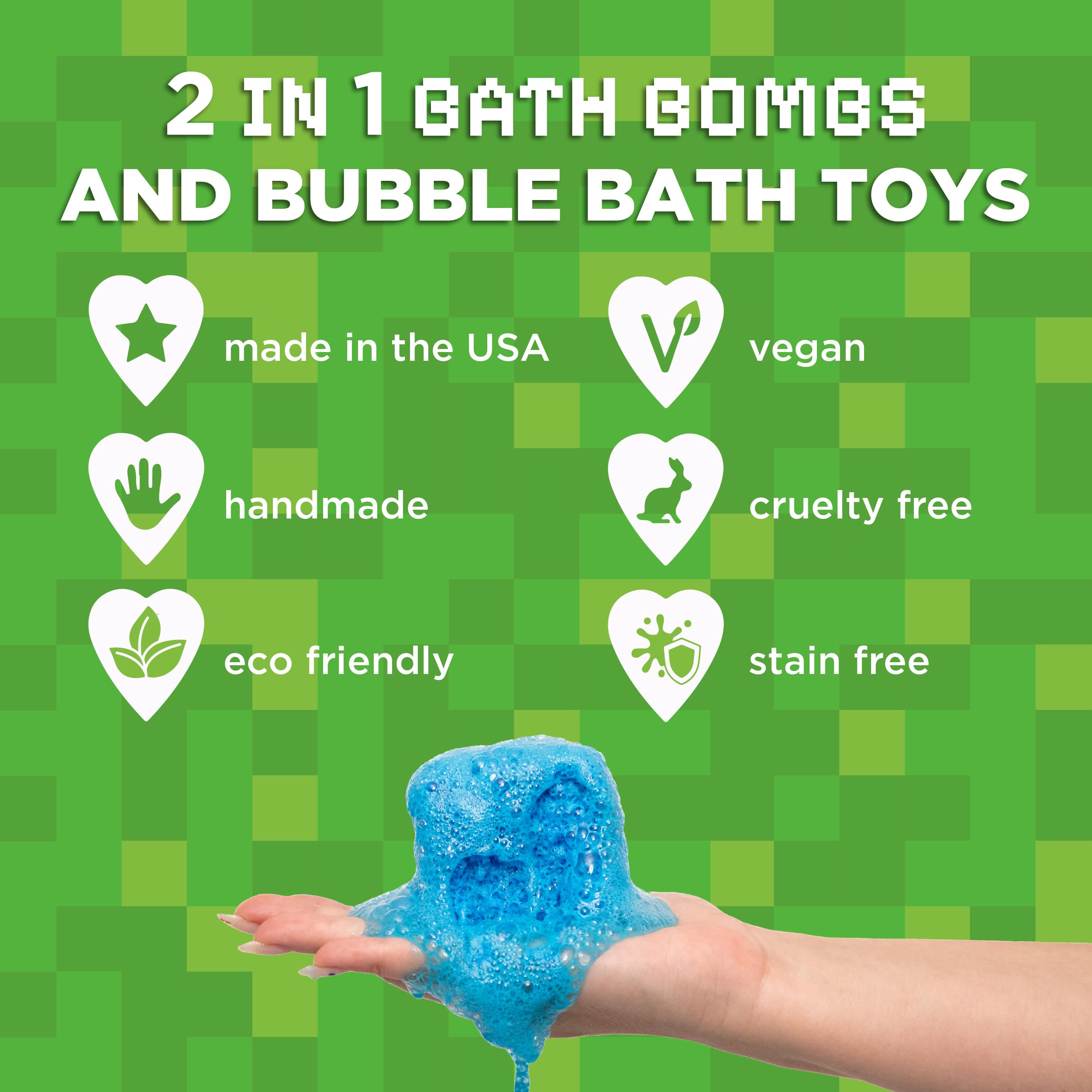 Two Sisters TNT Creeper Bath Bomb provides a safe tub experience with easy cleanup