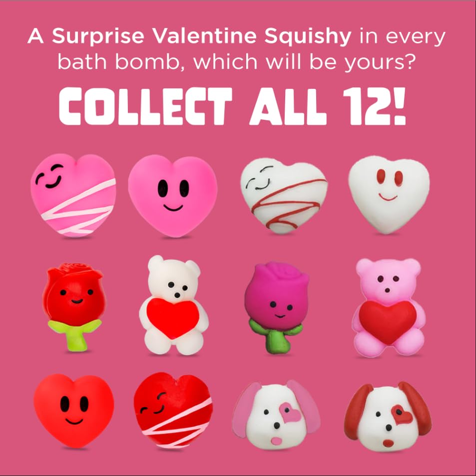Two Sisters Valentines bath bomb reveals a surprise heart toy.