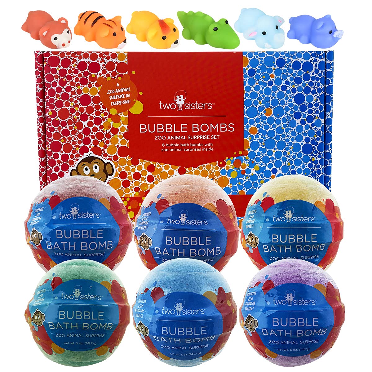 Two Sisters Zoo Animal Bath Bomb with surprise inside for kids' bath-time joy.