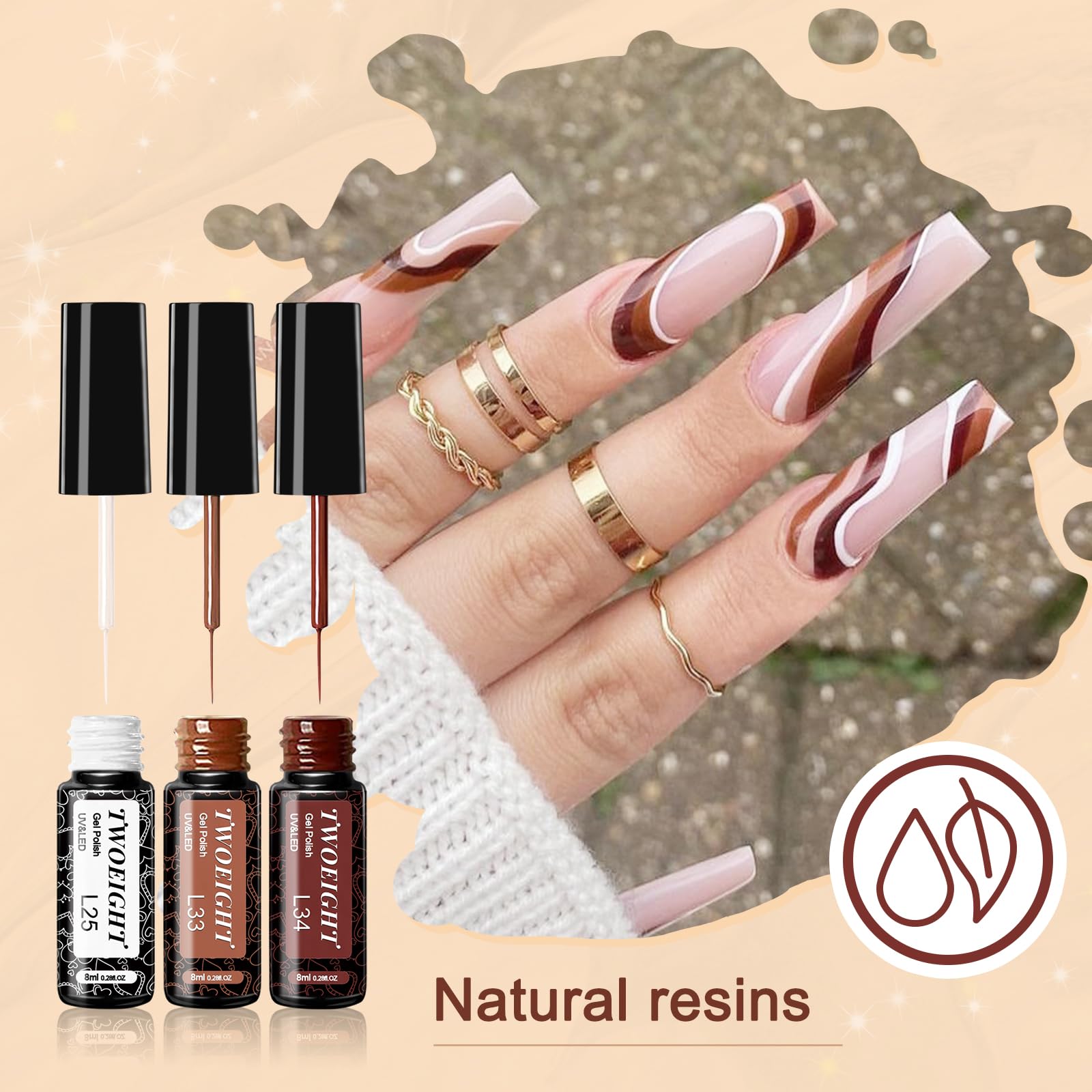 Twoeight brown gel polish swatch for earthy autumn nail art